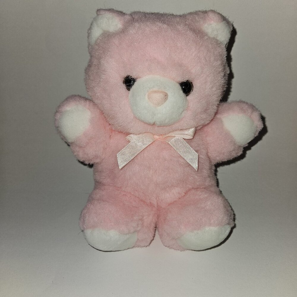 VTG Kellytoy Pink White Teddy Bear Plush 9" Stuffed Animal Toy
